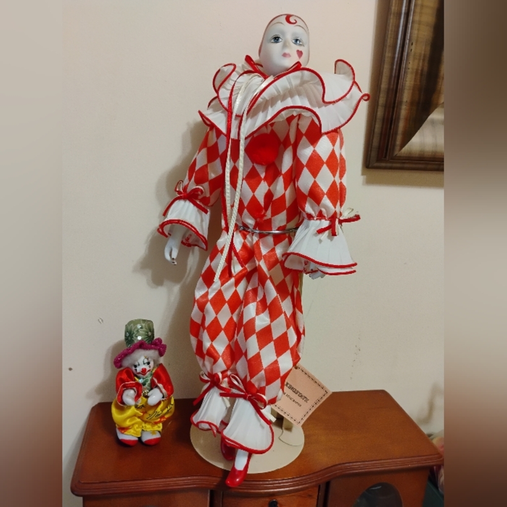Kingstate Original Dollcrafter Harlequin & Clown -Vintage Rare To Find